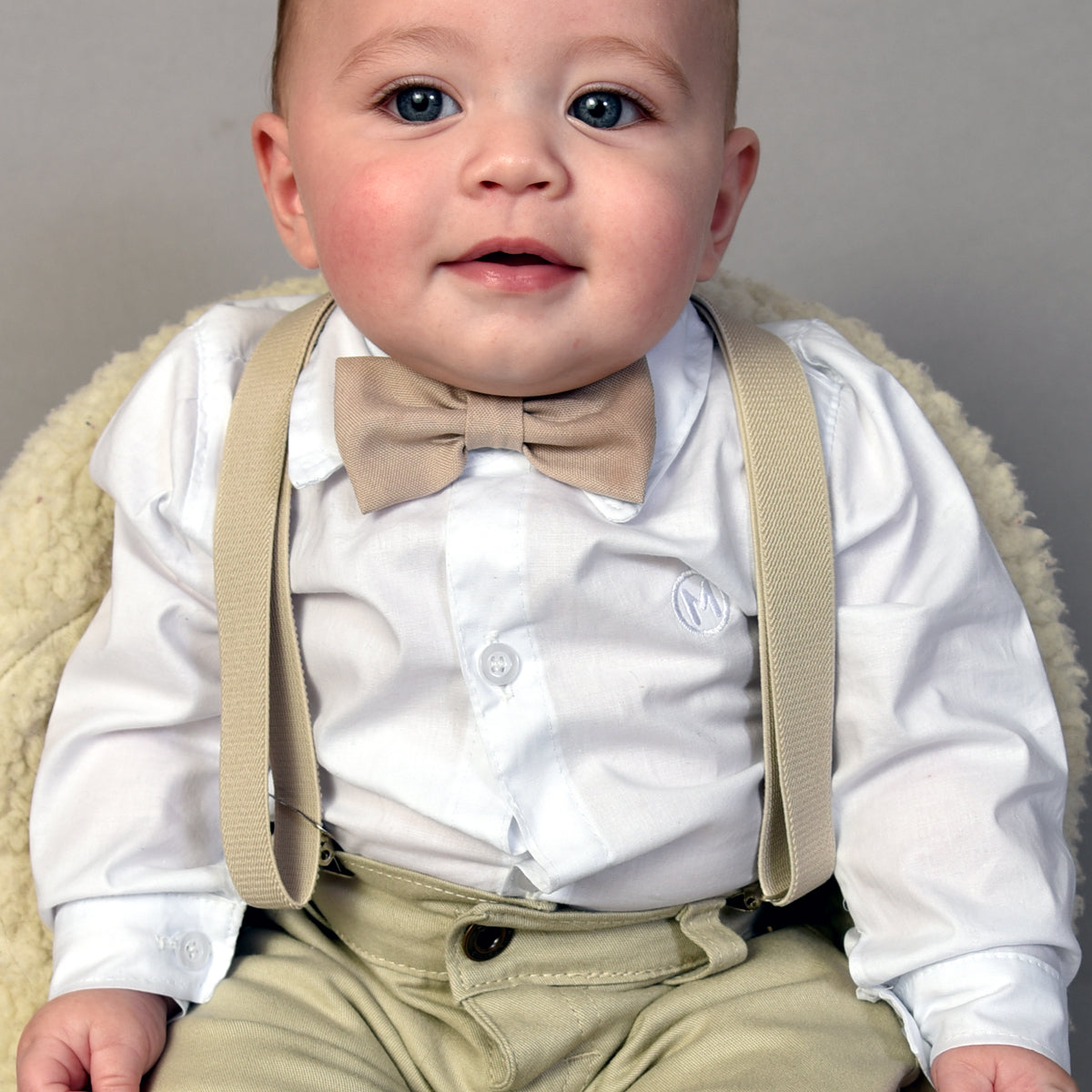 Conjunto Social Infantil Bege Batizado P ao 16 anos