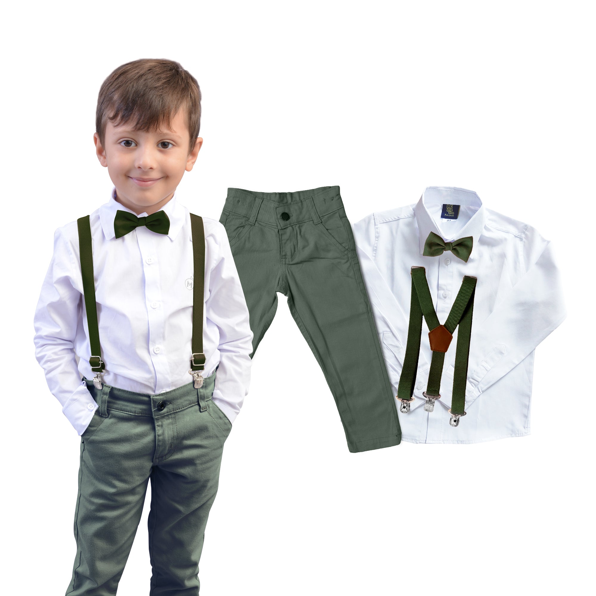 Conjunto Para Casamento Pajem Verde Musgo e Verde Oliva 1 ao 16 anos