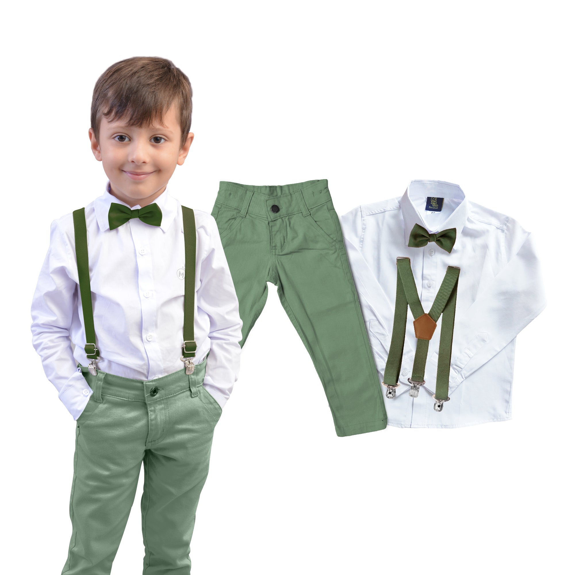 Conjunto Para Casamento Pajem Verde Musgo e Verde Oliva 1 ao 16 anos