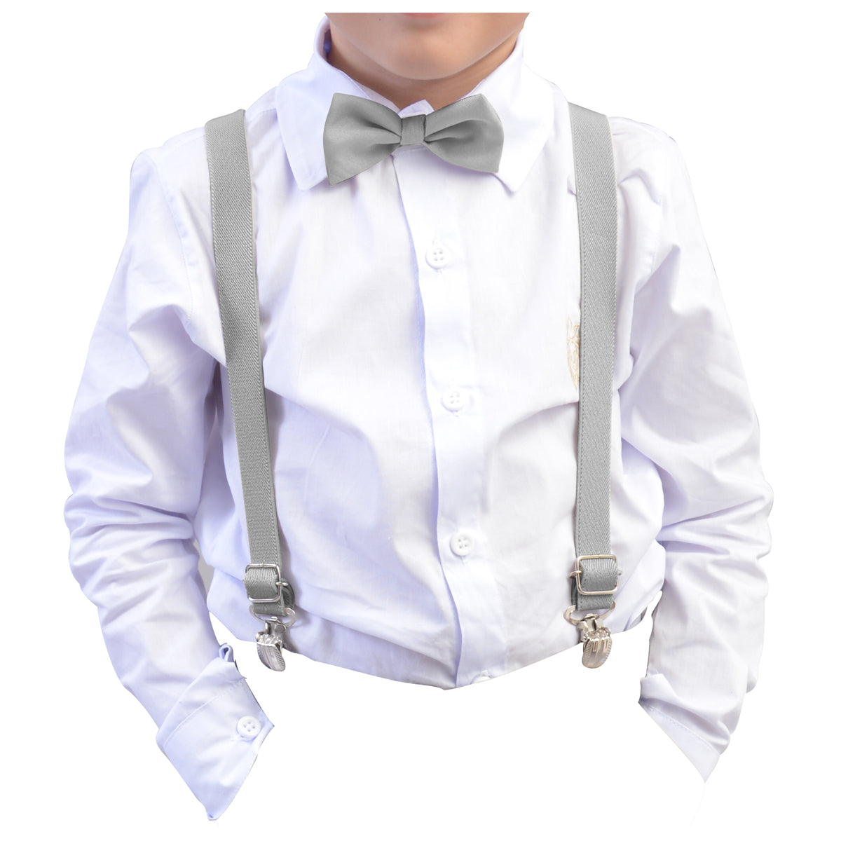 Conjunto Social Menino Calça Preta Suspensório e Gravata Cinza P ao 16 anos