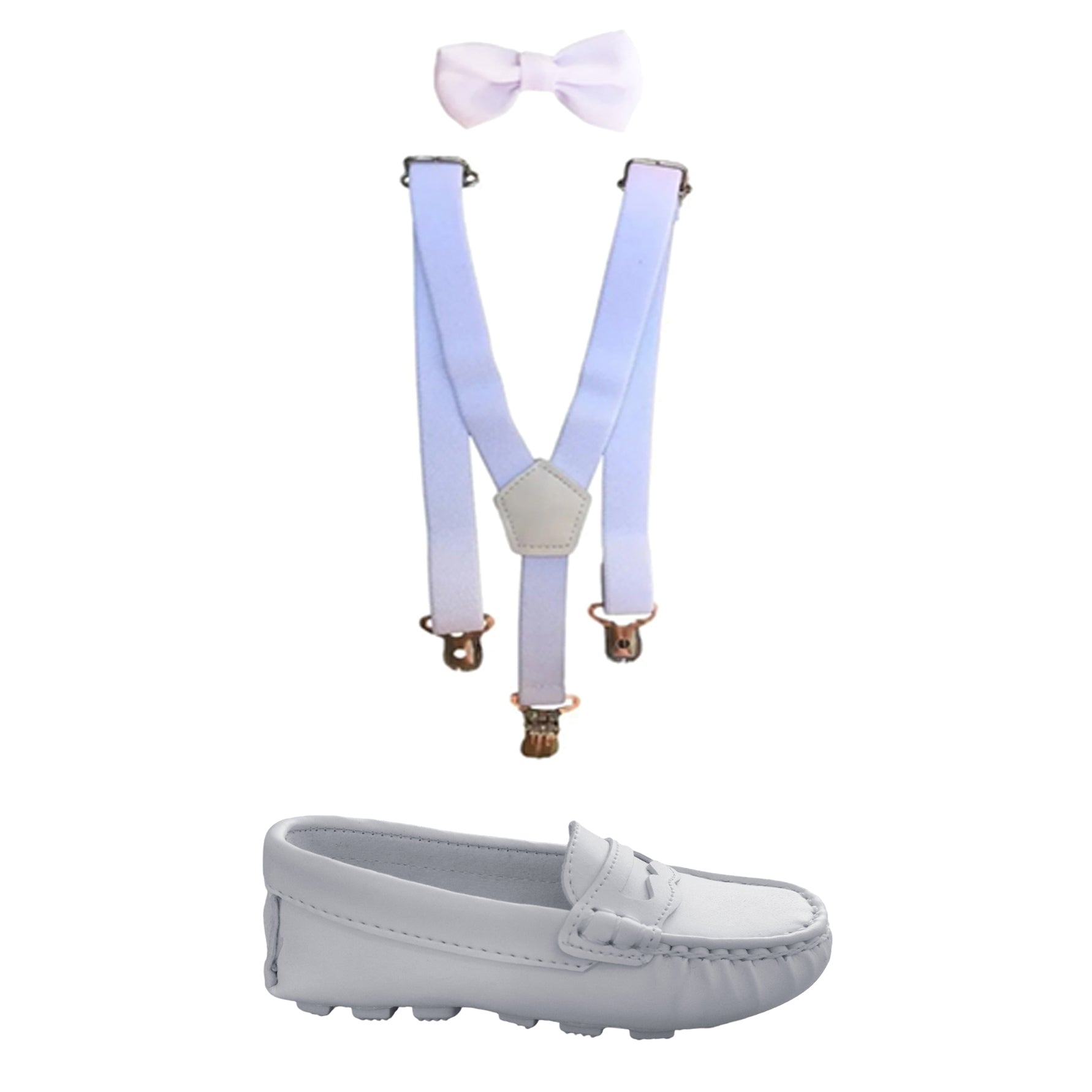 Kit Sapato Mocassim + Suspensório E Gravata Infanti Masculino Varias Cores
