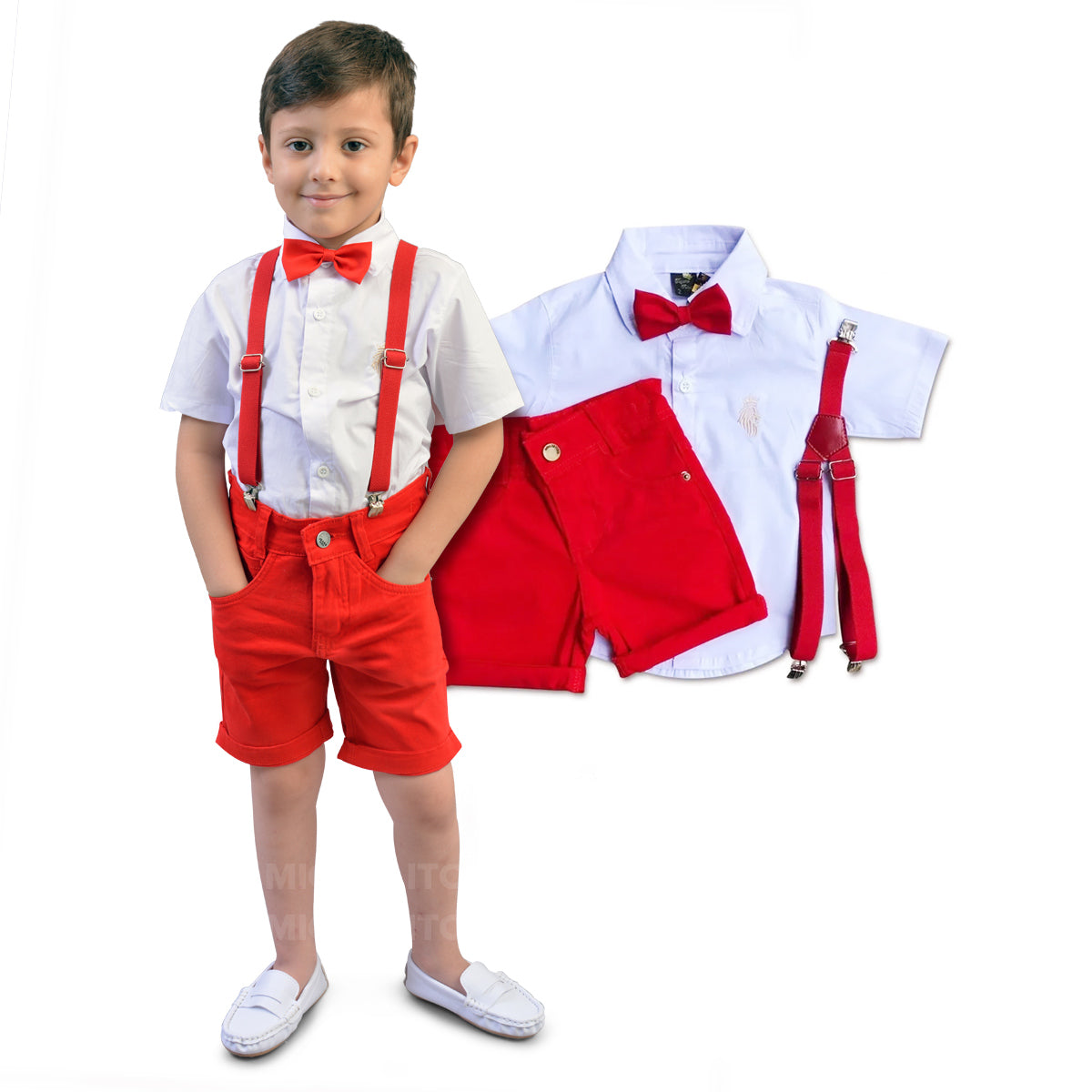 Conjunto Completo com Sapato - Tema Circo - Vermelho P ao 10 anos