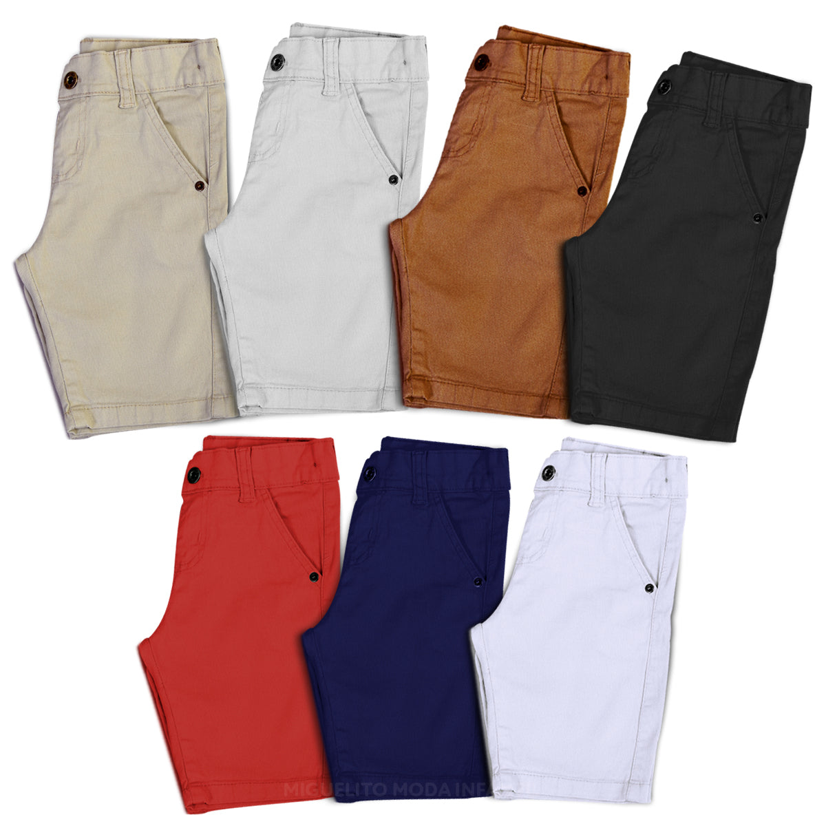 Bermuda Bolso Faca Jeans Sarja Bebe Infantil - Varias Cores