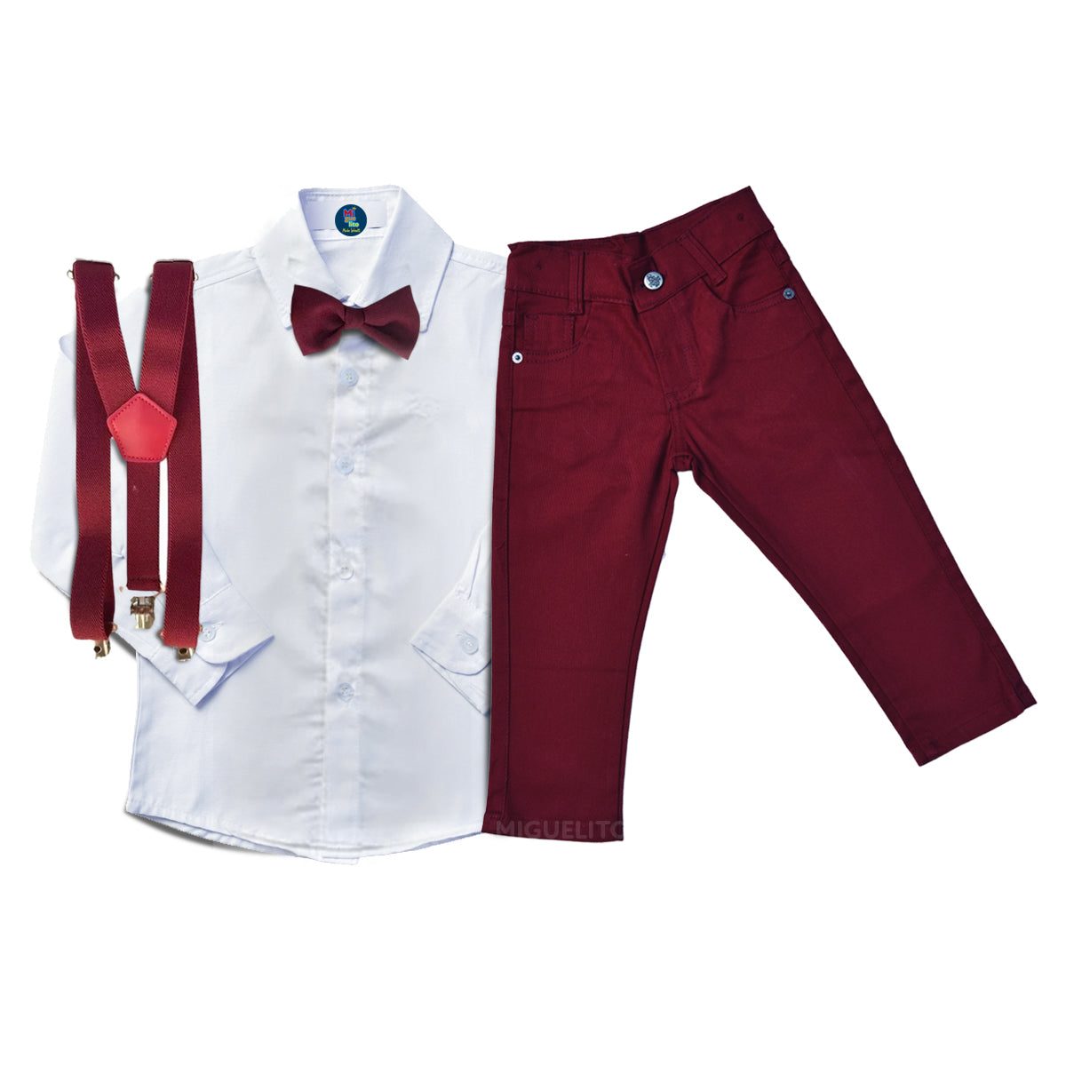 Conjunto Para Formatura e Casamento Antialérgico 100% Algodão Marsala 1 ao 8 anos