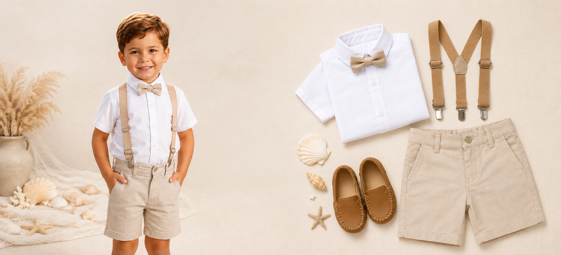 Roupa infantil masculina para casamento na praia: Como vestir o pajem ou convidado sem passar calor?