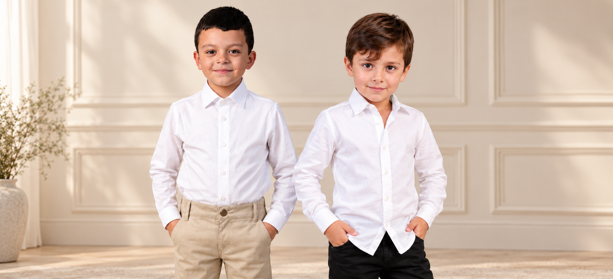 Camisa Social Branca de Manga Comprida: A Peça Essencial do Bebê ao Adolescente