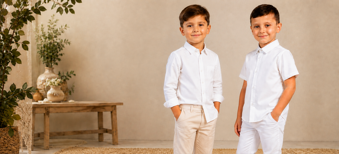 Camisa social infantil de manga curta ou manga longa: qual escolher para cada ocasião?