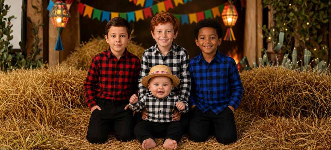 Camisa xadrez masculina infantil: peça clássica para Festa Junina, inverno e looks estilosos