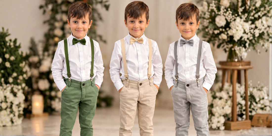 Conjunto de Pajem Verde Oliva, Bege e Cinza: Tendências e Curiosidades para Casamentos