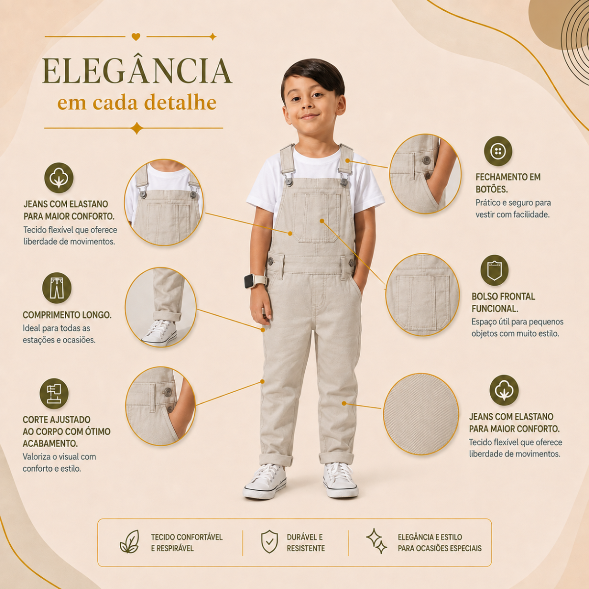 Jardineira Infantil em Sarja