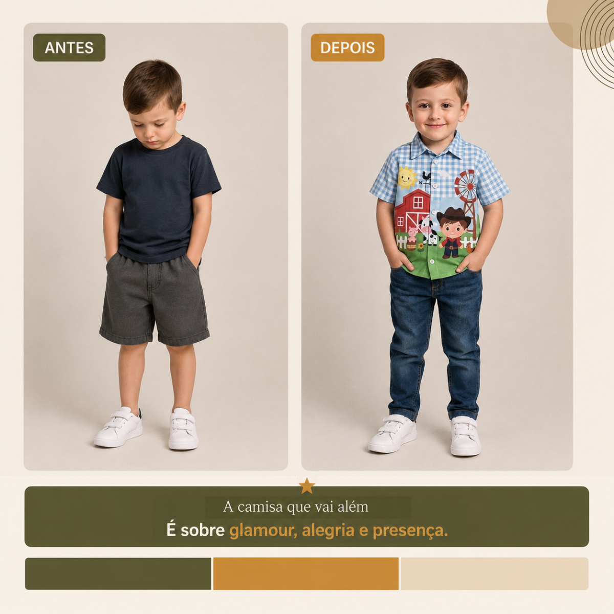 Camisa Infantil Social Temática Menino Fazendinha Personagem