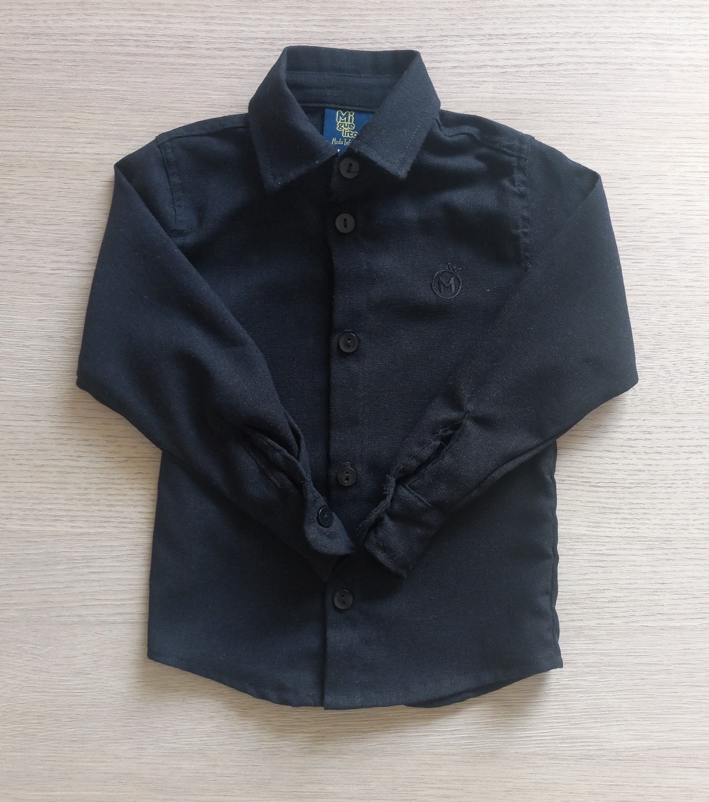 Conjunto Com Suspensório e Camisa Manga Longa Preta