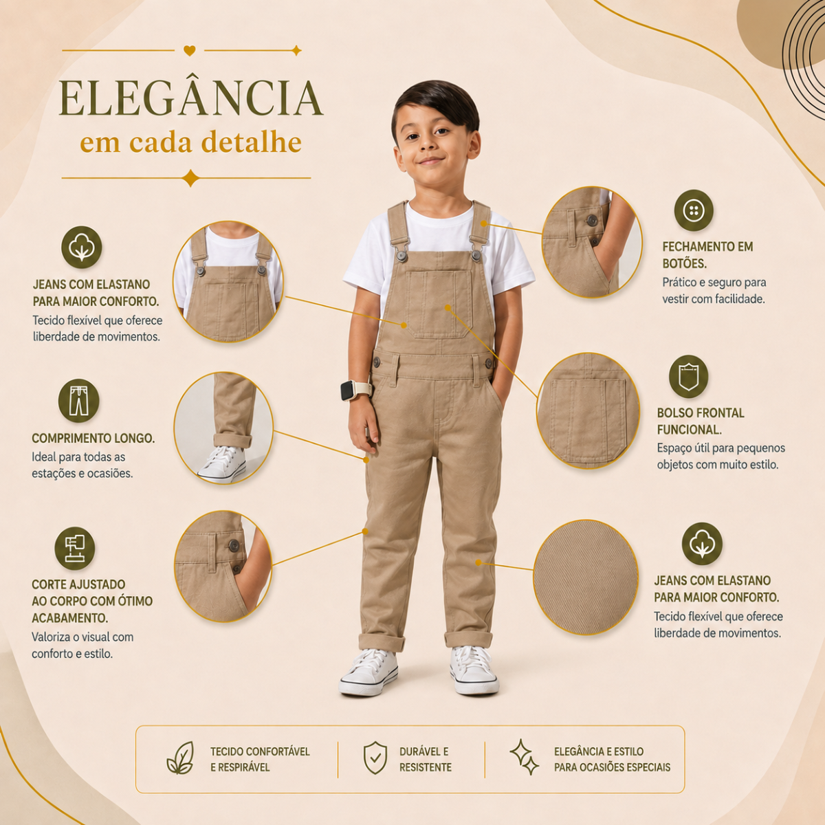 Jardineira Infantil em Sarja
