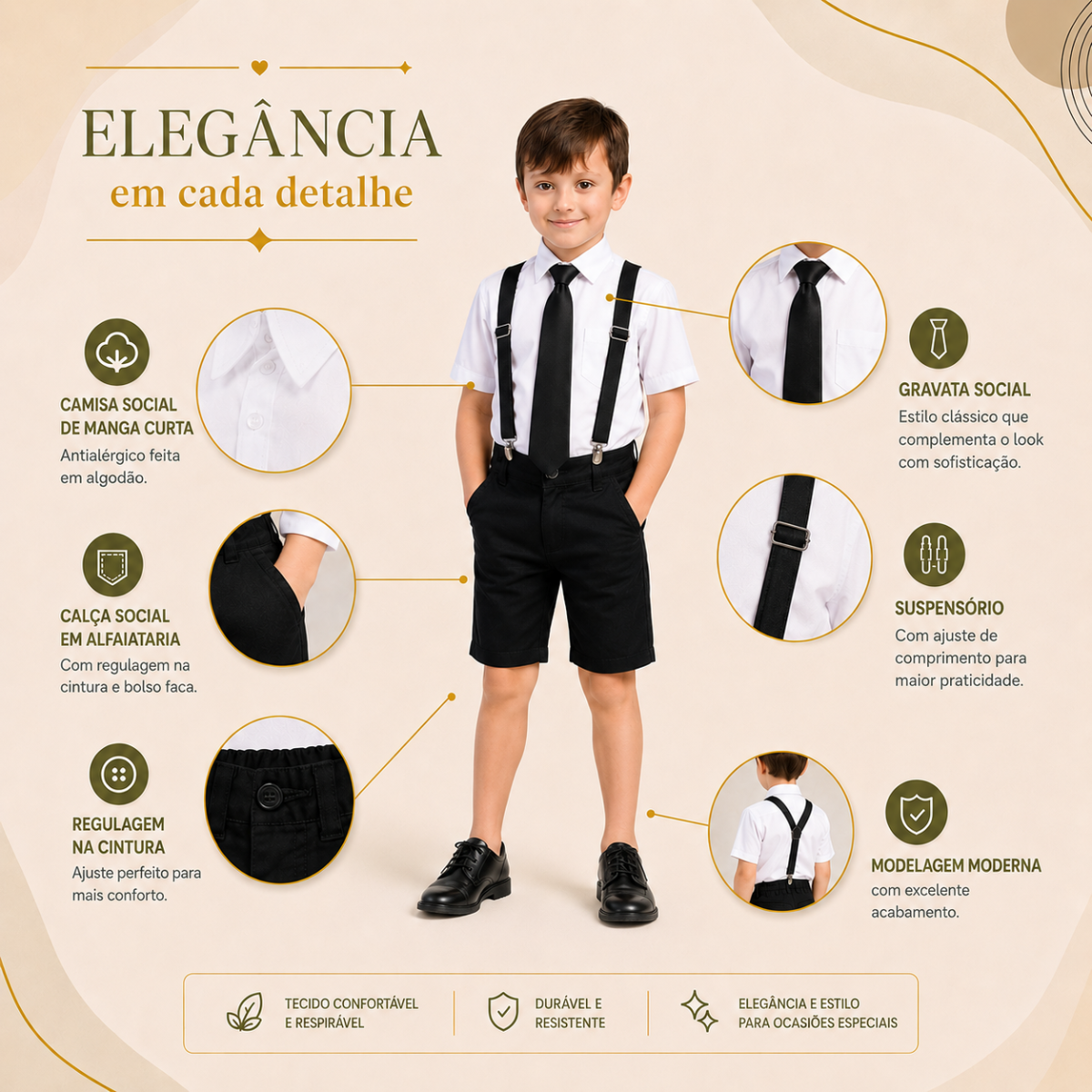 Conjunto Temático Poderoso Chefinho – Manga Curta + Bermuda Preta