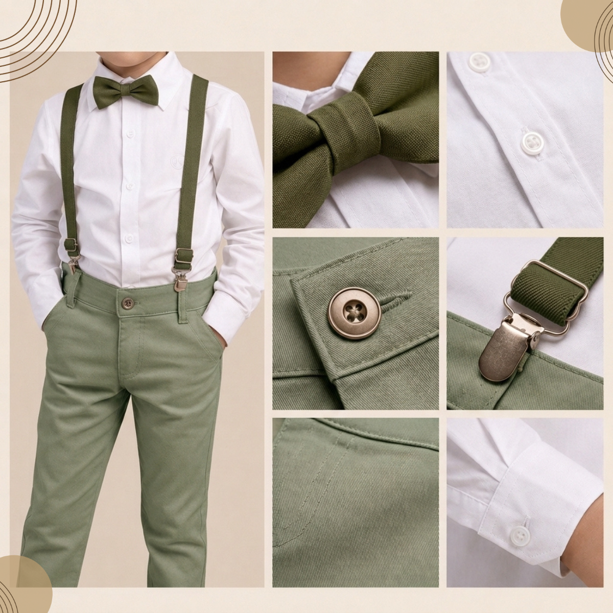 Conjunto Pajem Verde Oliva e Verde Musgo