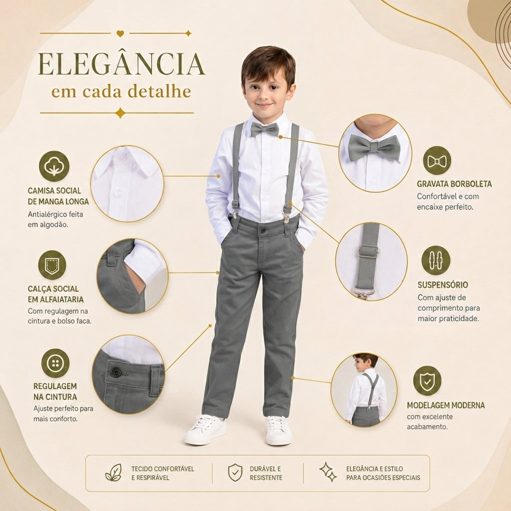 Conjunto Pajem Cinza | Várias cores