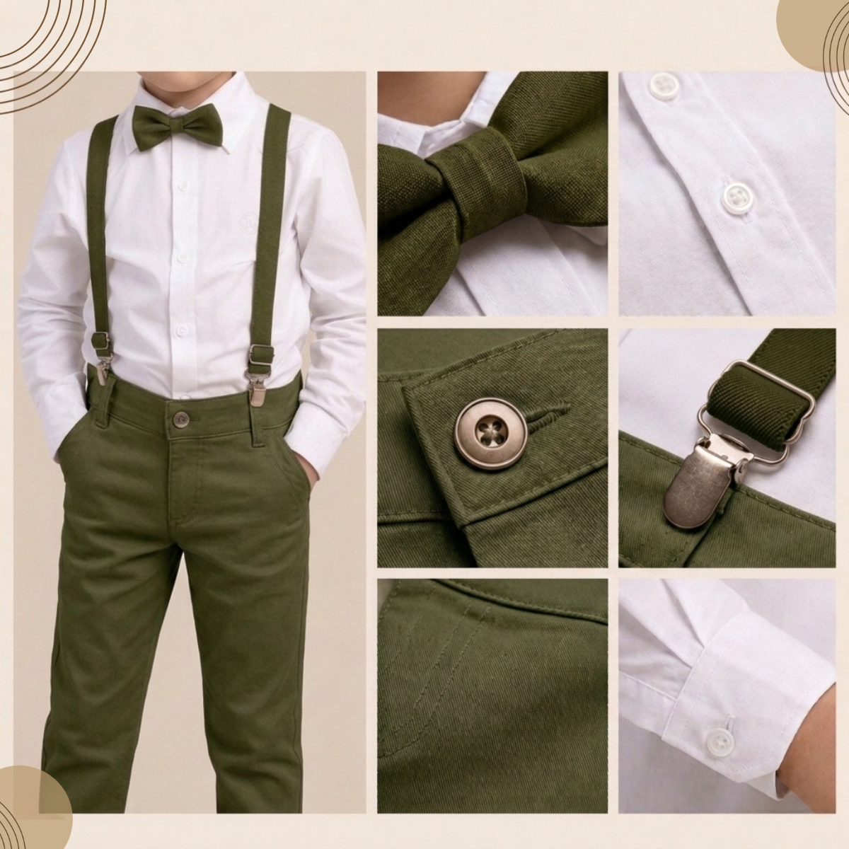 Conjunto Pajem Verde Oliva e Verde Musgo