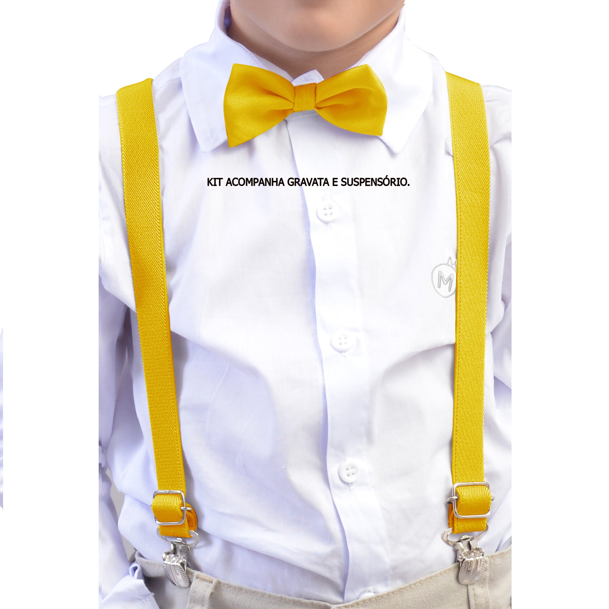 Kit Gravata Borboleta e Suspensório Infantil Tons Vibrantes