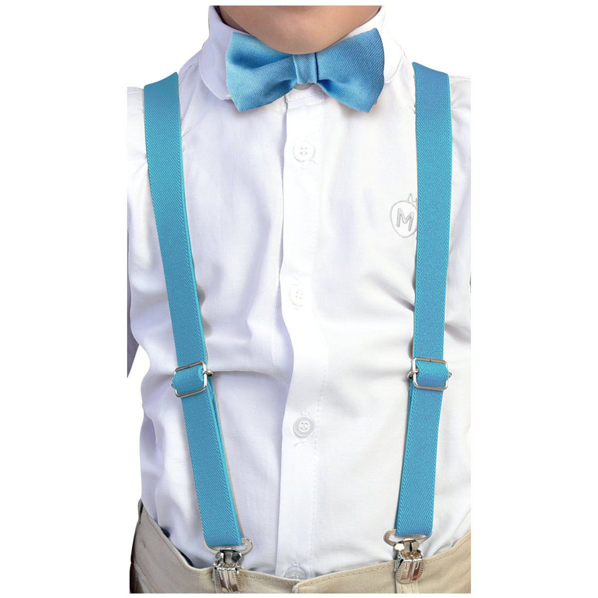 Kit Gravata Borboleta e Suspensório Juvenil Tons Azuis