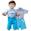 Conjunto temático Baby Shark - Camisa-Bermuda-kit Gravata