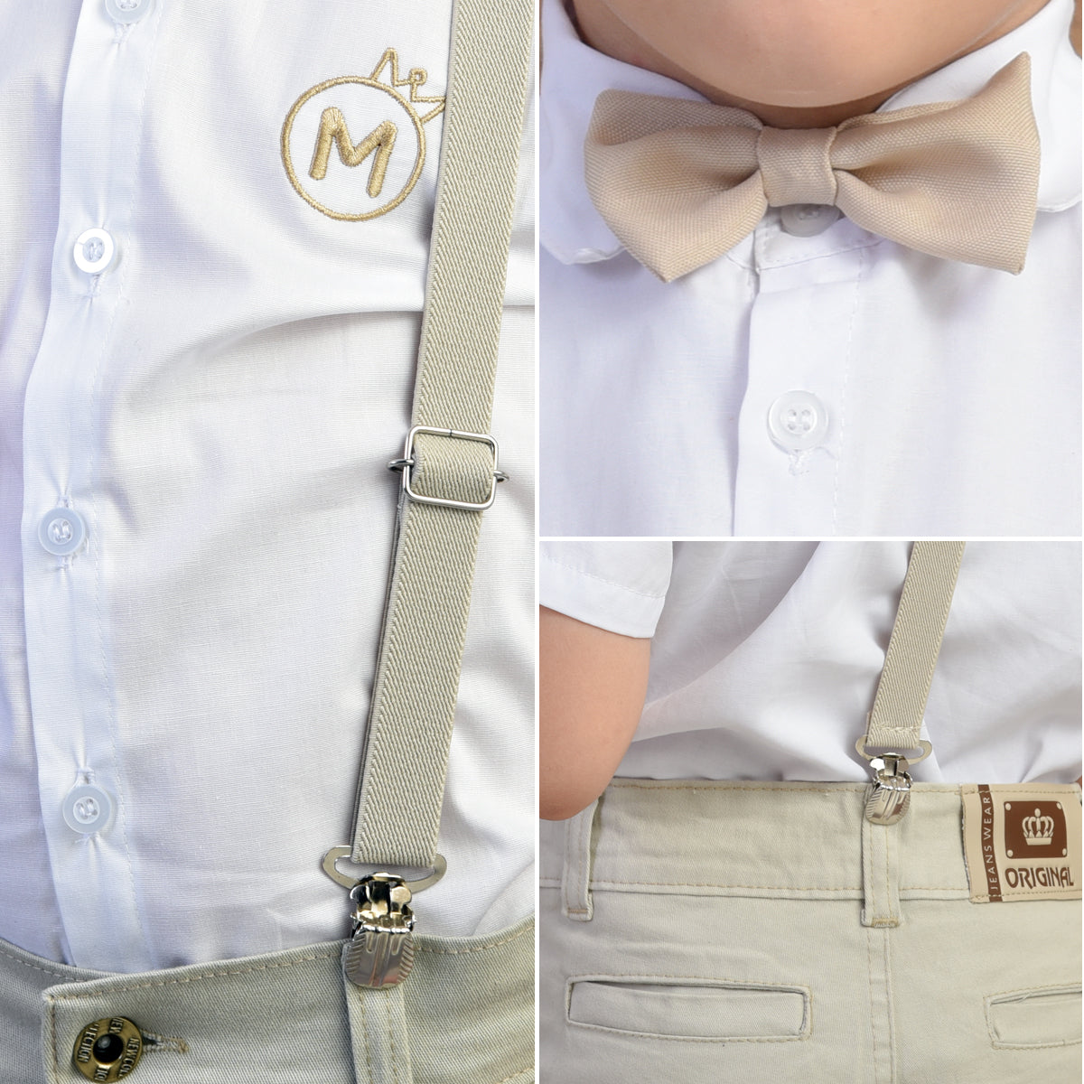 Conjunto Menino Camisa manga curta e Bermuda Bege P ao 16 anos (Atacado)