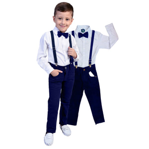 Conjunto Social  Menino Caçã Azul Marinho P ao 16 anos (Atacado)