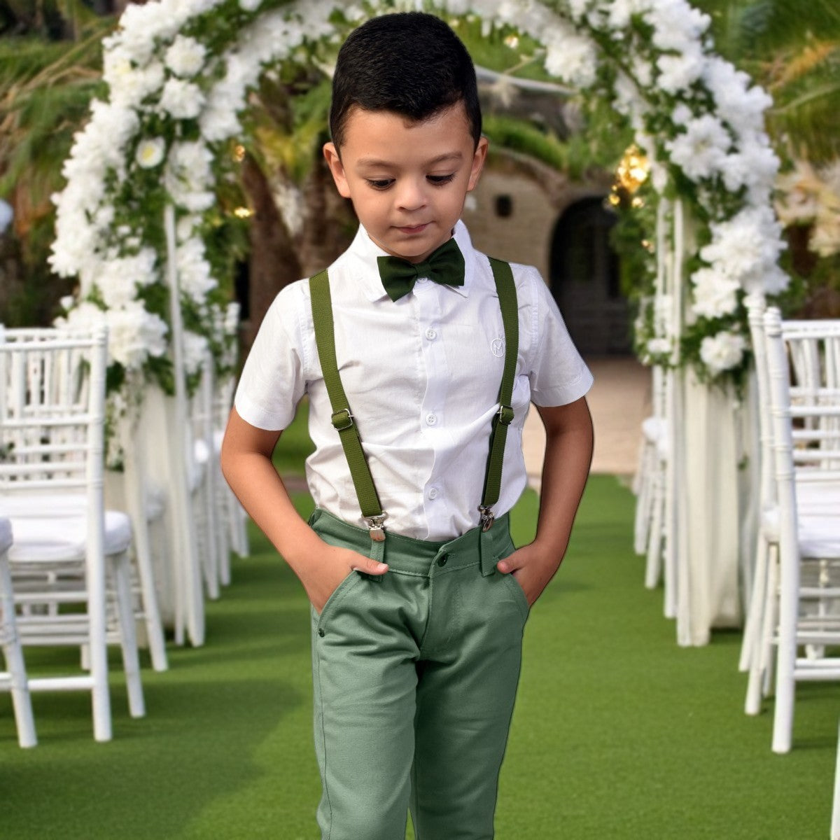 Conjunto Verde Oliva Calça e Camisa Manga Curta 1 ao 16 anos (Atacado)