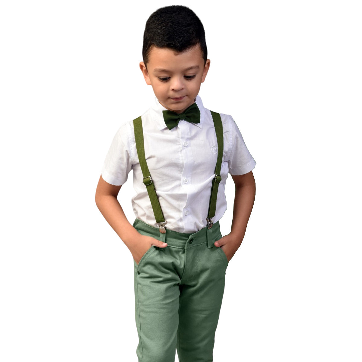 Conjunto Verde Oliva Calça e Camisa Manga Curta 1 ao 16 anos (Atacado)