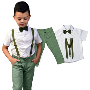 Conjunto Verde Oliva Calça e Camisa Manga Curta 1 ao 16 anos