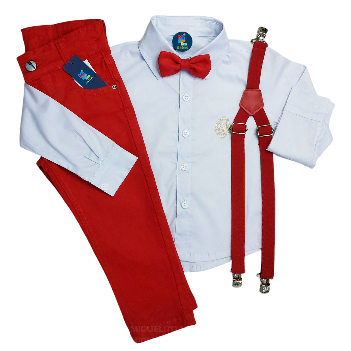 Conjunto Branco e Vermelho P ao 16 anos (Atacado)