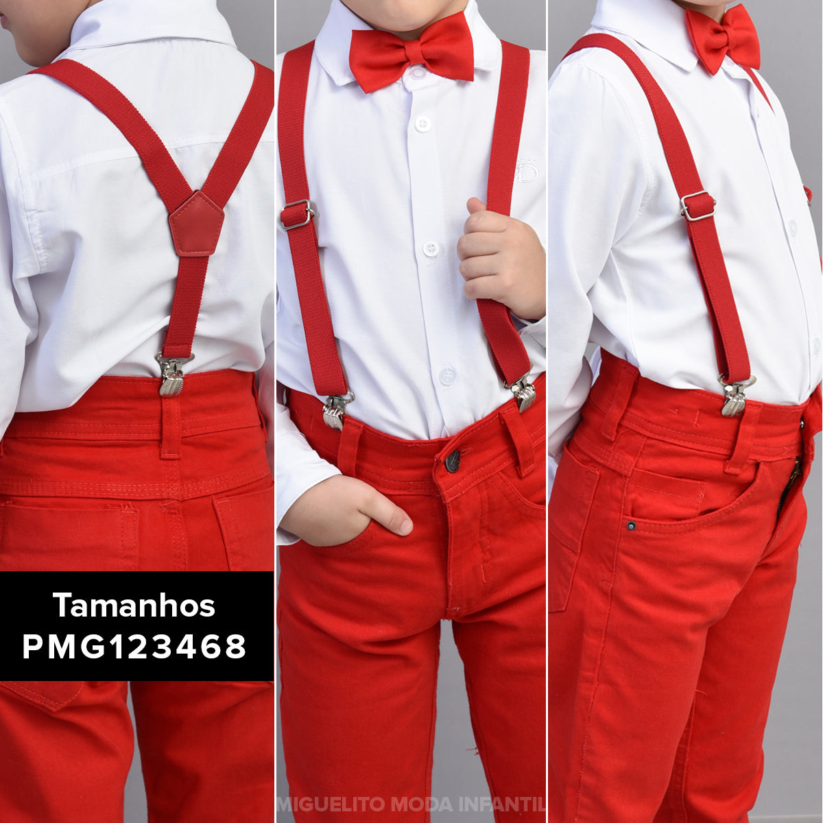 Conjunto Branco e Vermelho P ao 16 anos (Atacado)