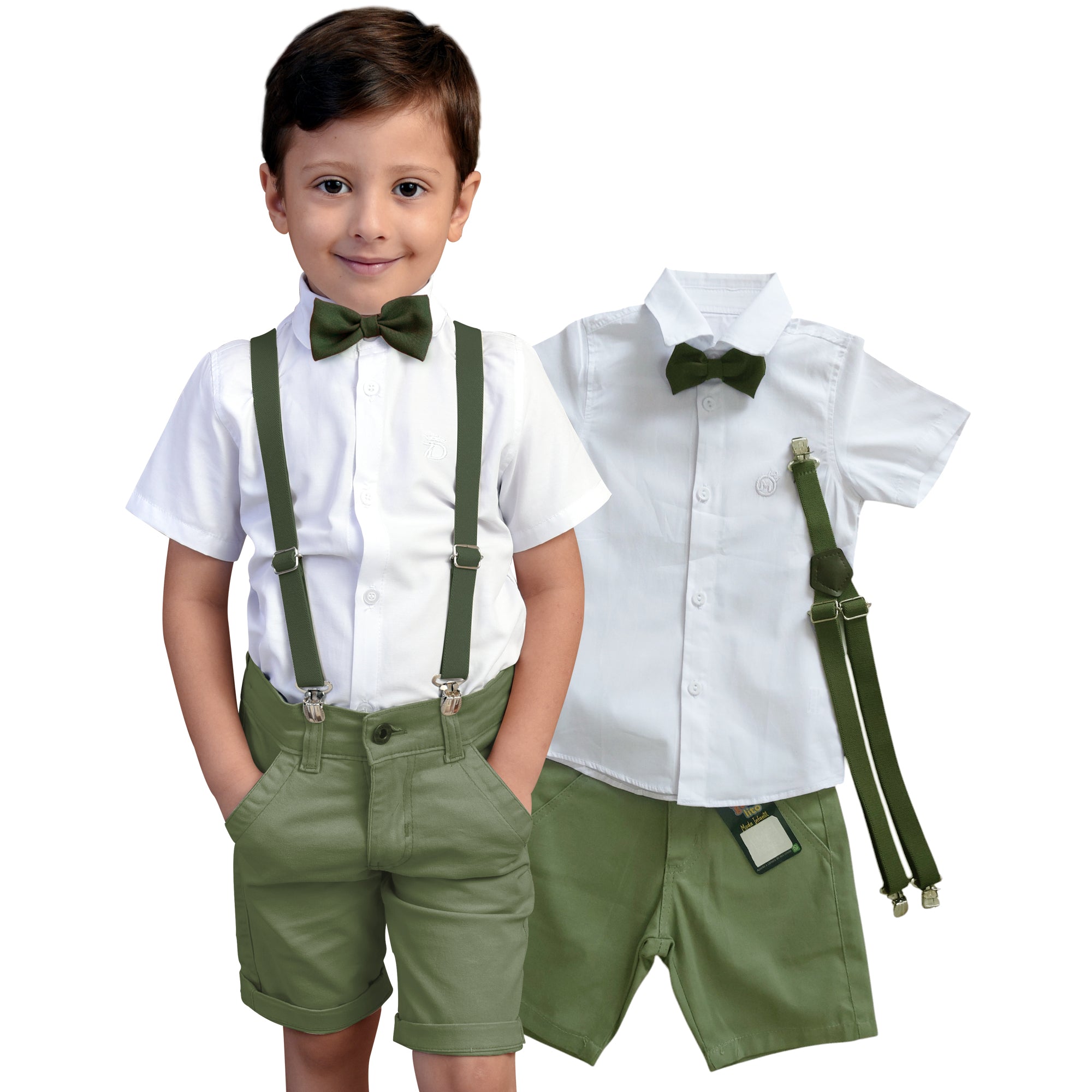 Conjunto Bermuda Verde Oliva Infantil