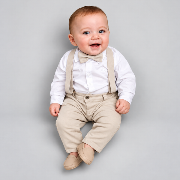 Conjunto Social Infantil Bege Batizado P ao 16