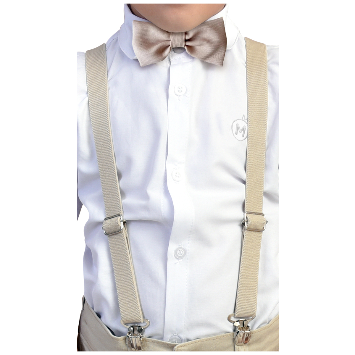 Conjunto Pajem Infantil para Casamento | Suspensório e Gravata - Manga Curta