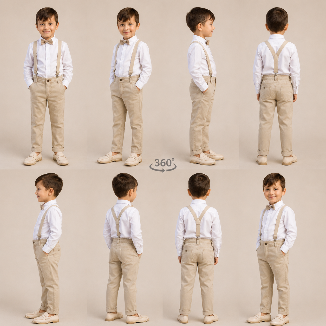 Conjunto Social Infantil Bege Batizado P ao 16 anos
