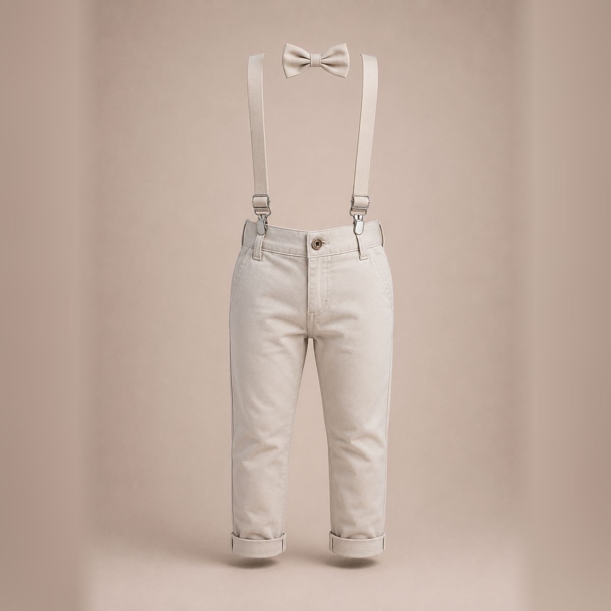 Calça Sarja Infantil Bolso Faca Elastano Gravata e Suspensório Ajustável 1 ao 16 anos