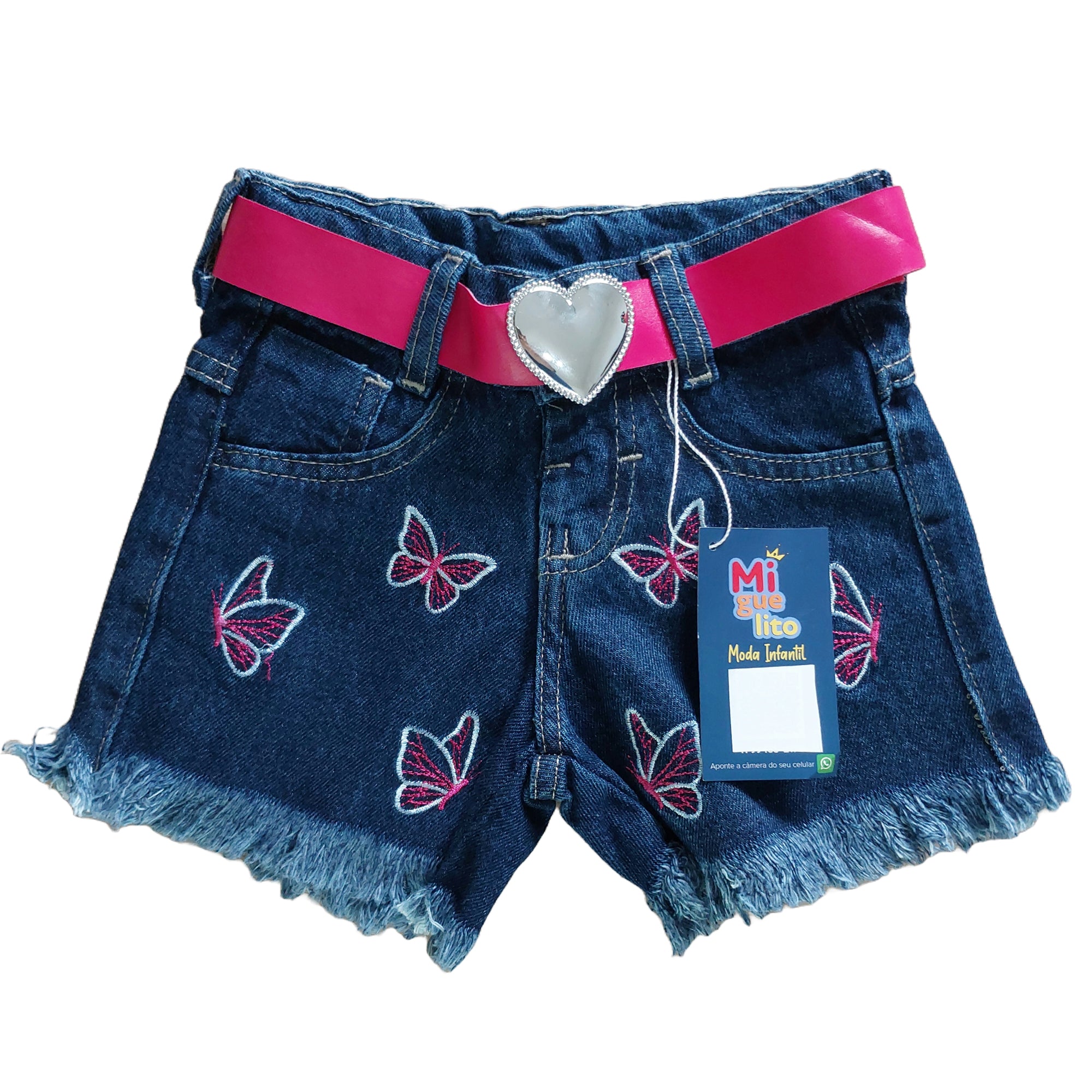 Short Jeans Infantil Com Cinto De Borboleta Infantil