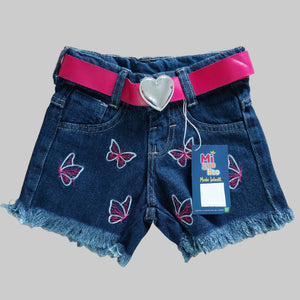 Short Jeans Infantil Com Cinto De Borboleta Infantil
