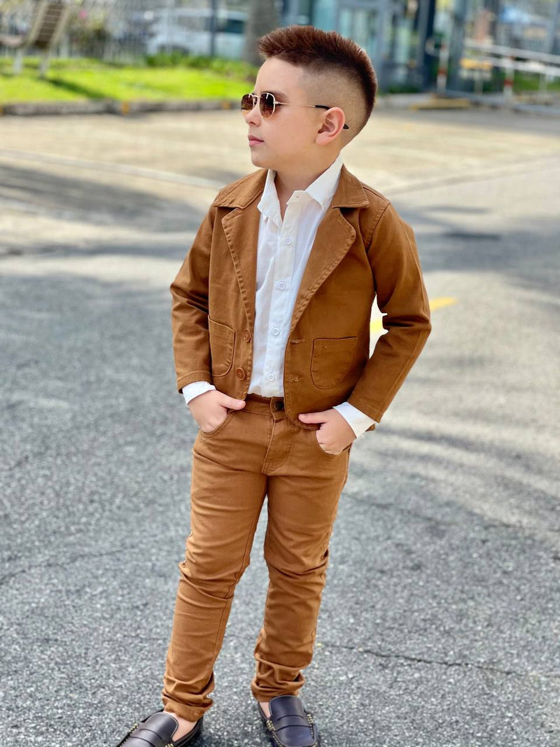 Kit com 2 Peças Blazer e Calça Sarja Infantil Bebê Menino Várias Cores