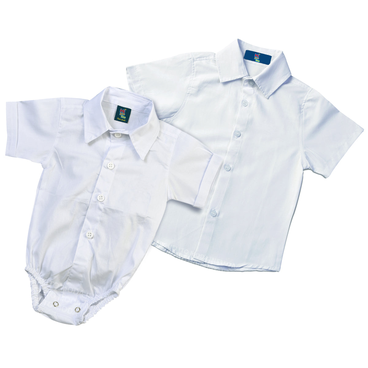 Camisa Social Branca Bermuda Caramelo P ao 8 anos (Atacado)