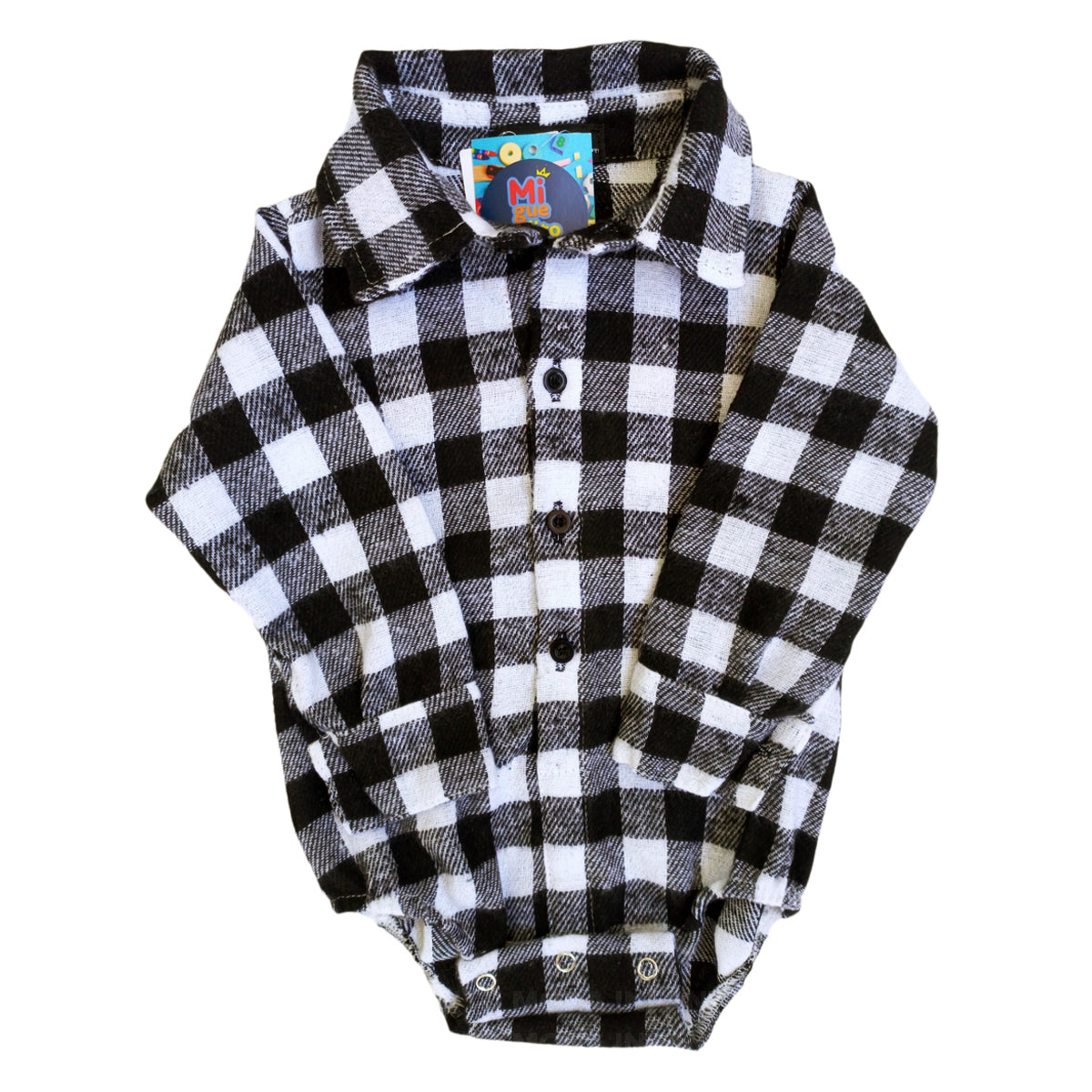 Body Infantil Flanelado Bebê Menino Manga Longa Xadrez 0 a 10 meses (Atacado)