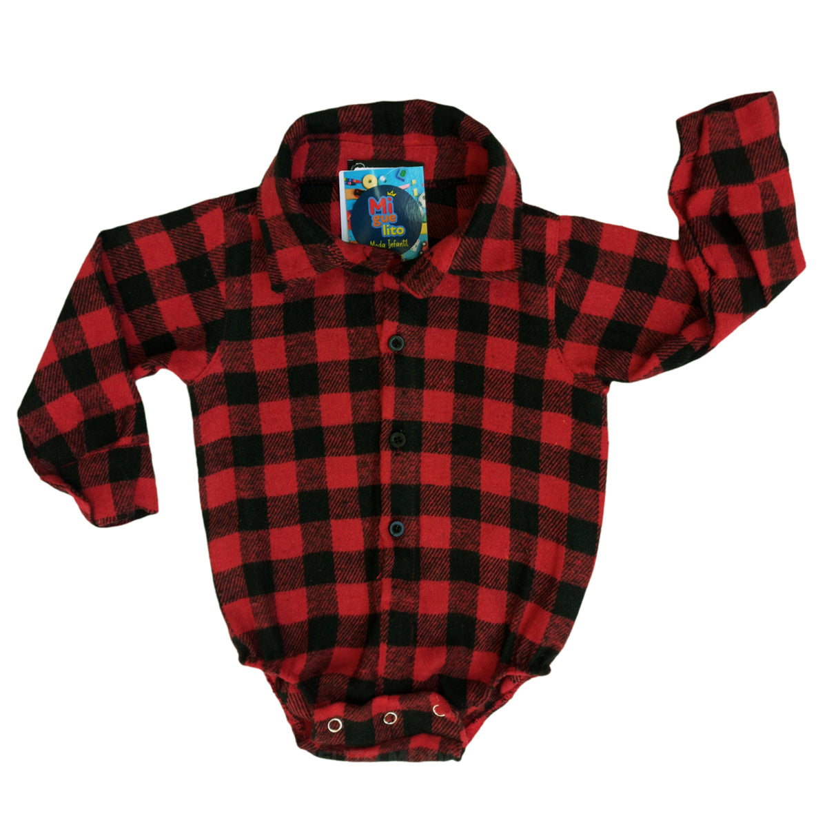 Body Infantil Flanelado Bebê Menino Manga Longa Xadrez 0 a 10 meses (Atacado)