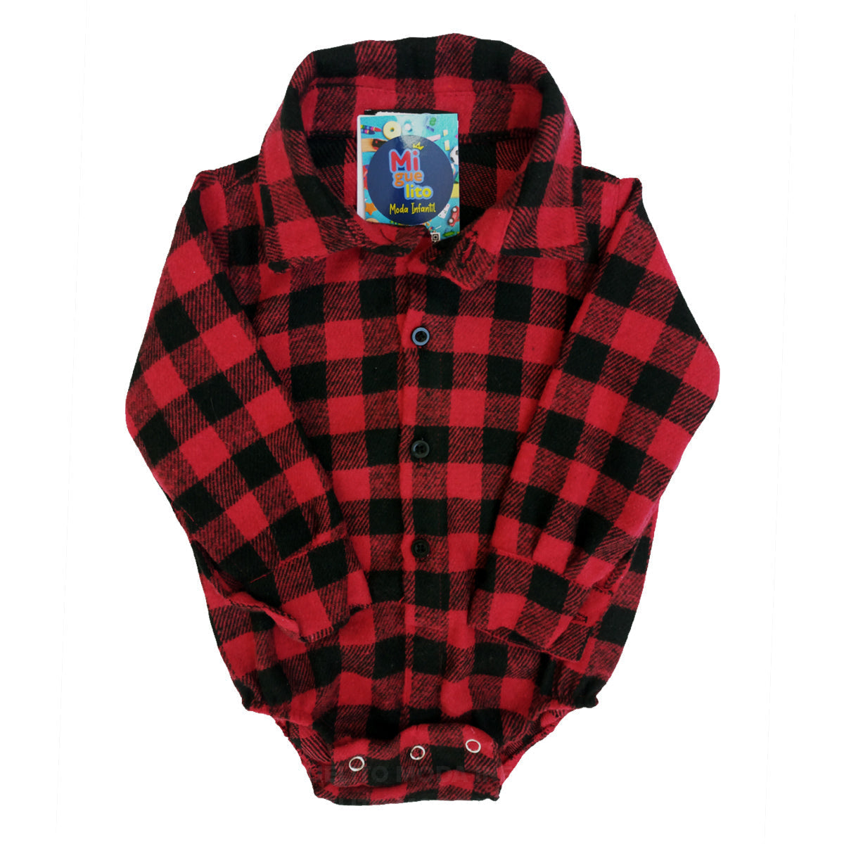 Body Infantil Flanelado Bebê Menino Manga Longa Xadrez 0 a 10 meses (Atacado)