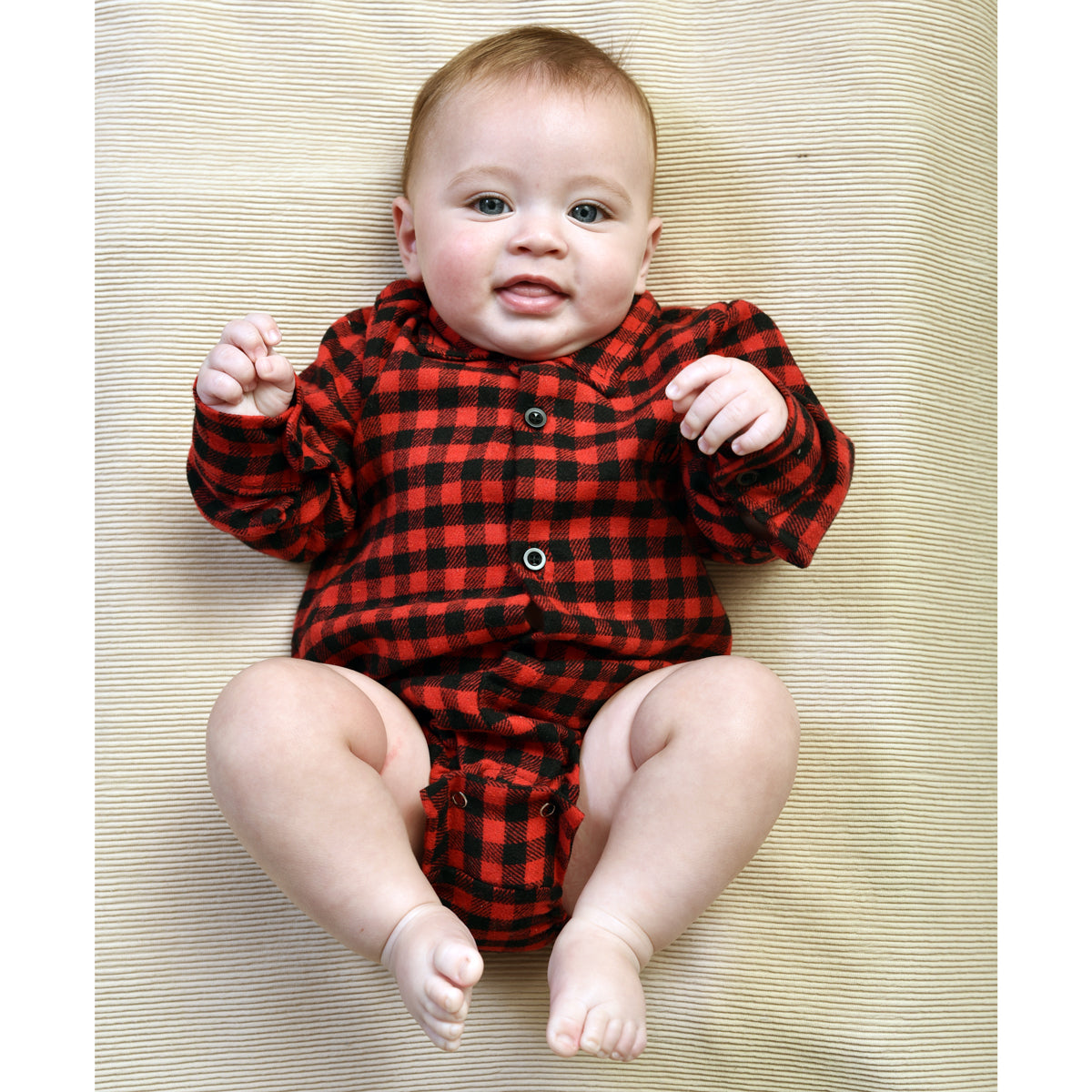 Body  Bebê Menino Manga Longa Estampa Xadrez Flanelado 0 a 11 meses (Atacado)