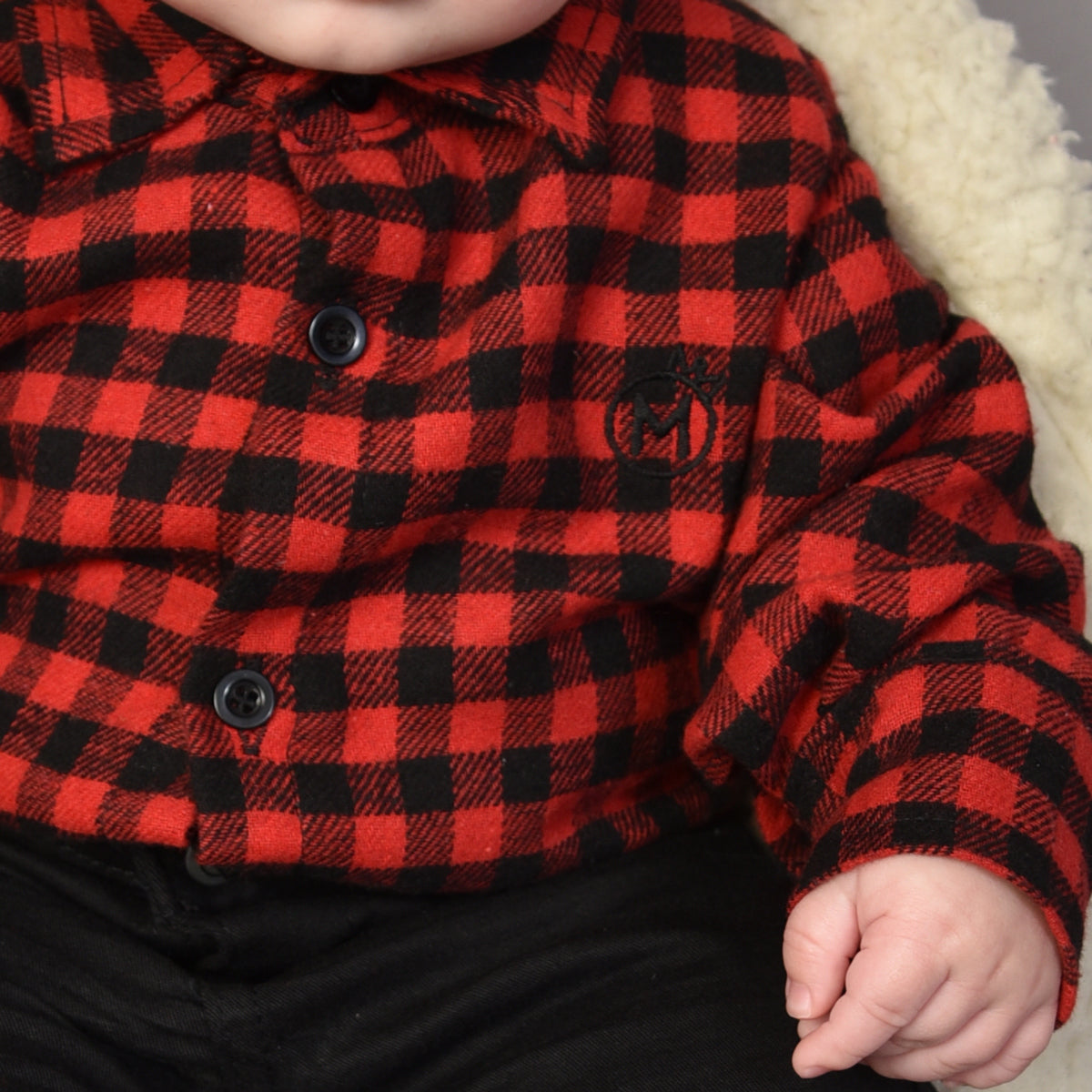 Body  Bebê Menino Manga Longa Estampa Xadrez Flanelado 0 a 11 meses (Atacado)