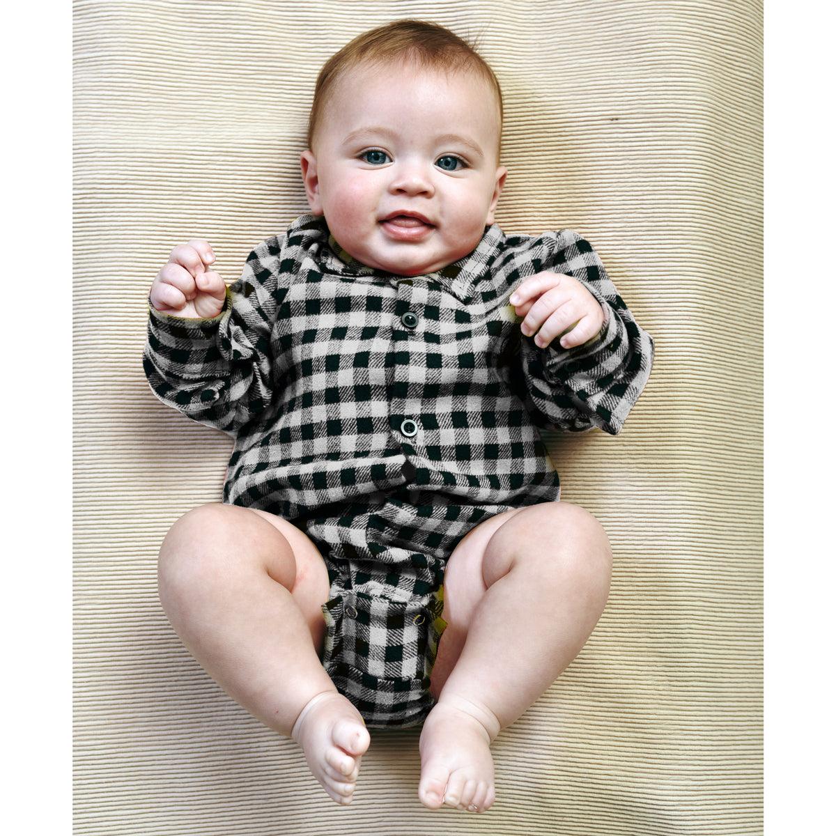 Body Infantil Flanelado Bebê Menino Manga Longa Xadrez 0 a 10 meses (Atacado)