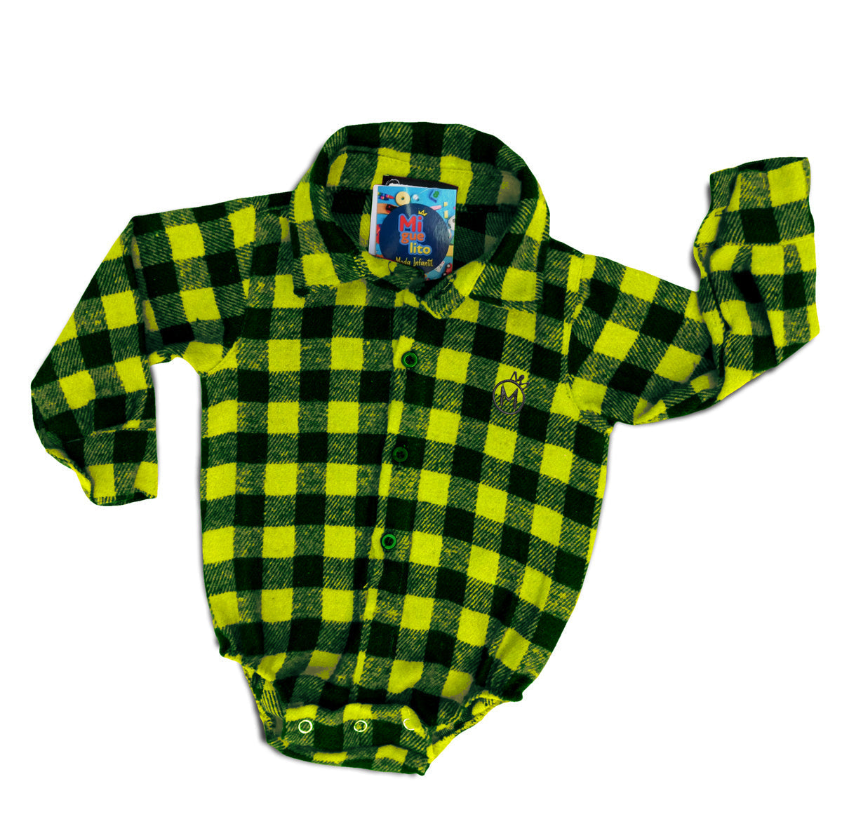 Body Infantil Flanelado Bebê Menino Manga Longa Xadrez 0 a 10 meses (Atacado)