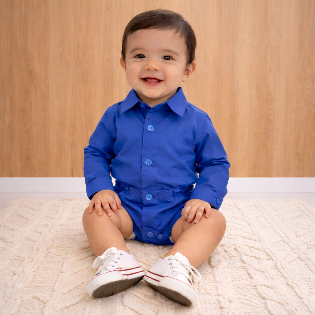 Body Social infantil Manga Longa Batizado Varias cores