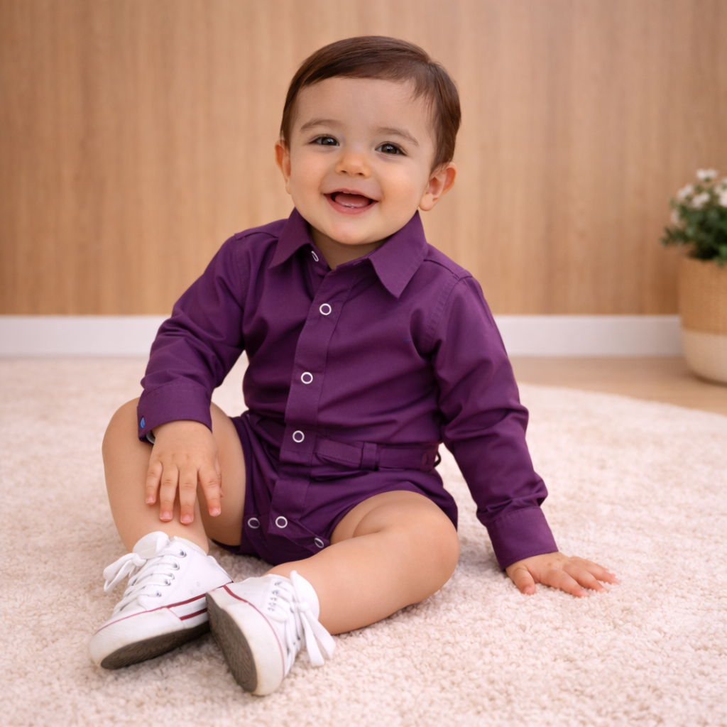 Body Social infantil Manga Longa Batizado Varias cores