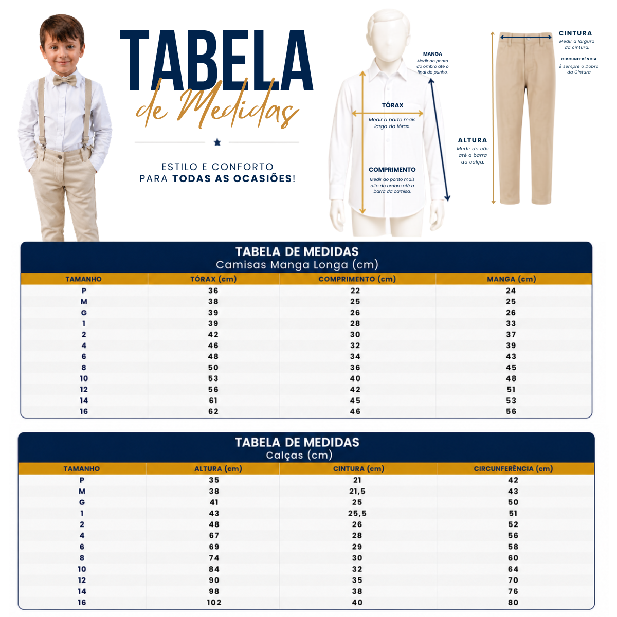 Conjunto Social 4 peças Chumbo 1 ao 16 anos